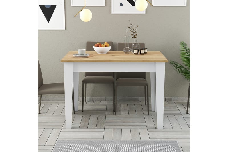 Levents Spisebord 110x72 cm Hvid/Brun - Hanah Home - Møbler - Borde - Spisebord og køkkenbord