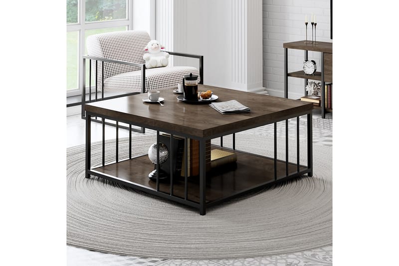 Zenn Sofabord 90x90 cm Brun/Sort - Hanah Home - Møbler - Borde - Sofabord