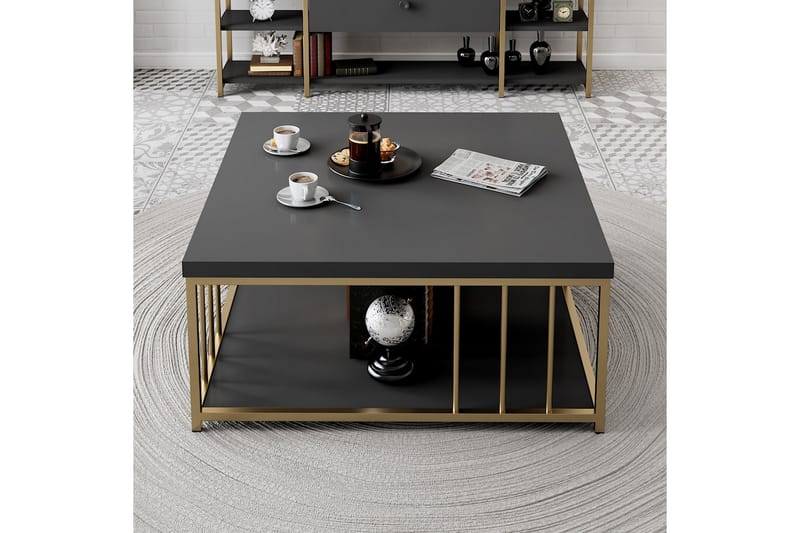 Zenn Sofabord 90x90 cm Sort/Guld - Hanah Home - Møbler - Borde - Sofabord