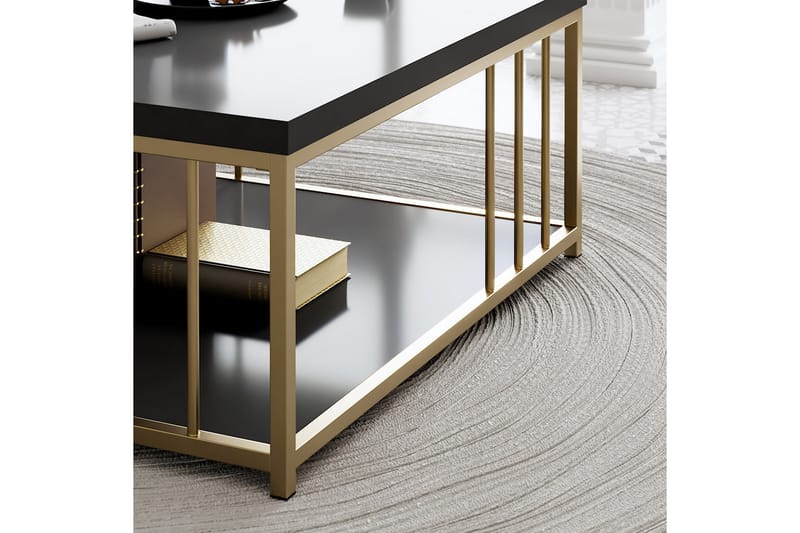 Zenn Sofabord 90x90 cm Sort/Guld - Hanah Home - Møbler - Borde - Sofabord