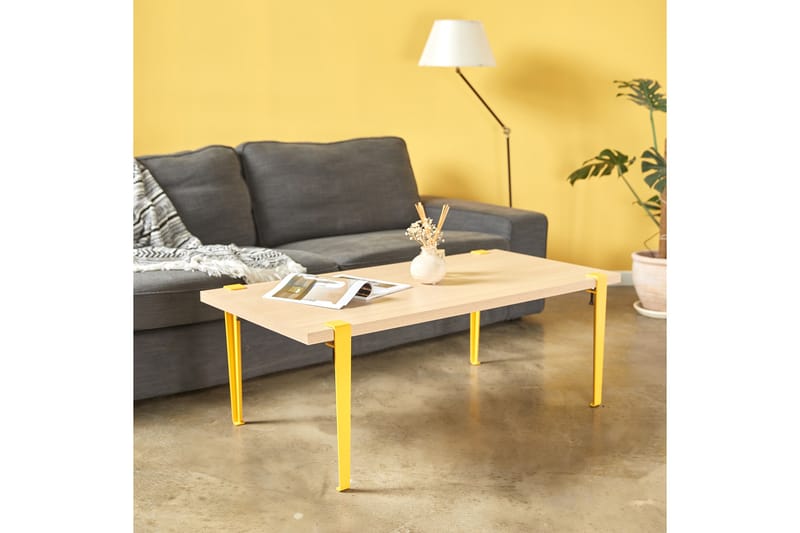 Fonissa Sofabord 120x60 cm Brun/Gul - Hanah Home - Møbler - Borde - Sofabord