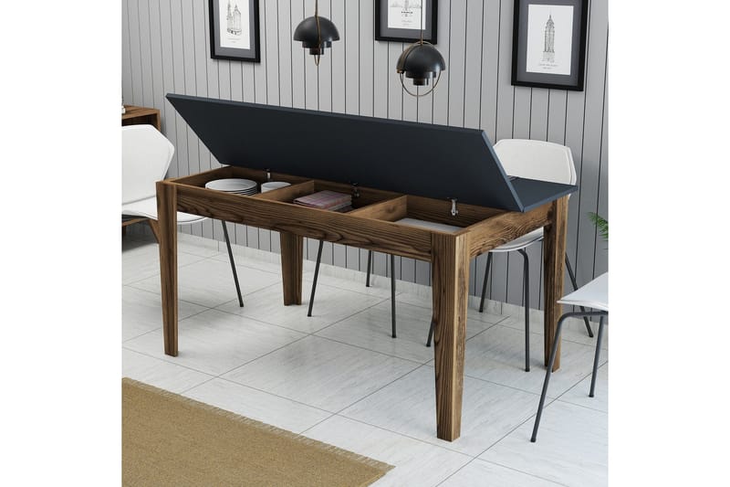Lissione Spisebord 145x88 cm Brun/Sort - Hanah Home - Møbler - Borde - Spisebord og køkkenbord