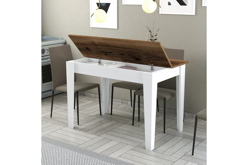 Levents Spisebord 110x72 cm Brun/Hvid - Hanah Home - Møbler - Borde - Spisebord og køkkenbord