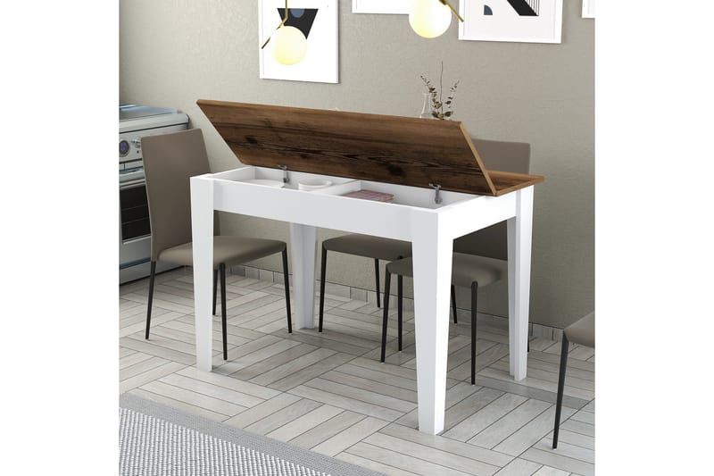 Levents Spisebord 110x72 cm Brun/Hvid - Hanah Home - Møbler - Borde - Spisebord og køkkenbord