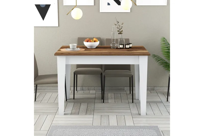 Levents Spisebord 110x72 cm Brun/Hvid - Hanah Home - Møbler - Borde - Spisebord og køkkenbord