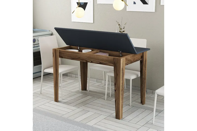 Levents Spisebord 110x72 cm Brun/Sort - Hanah Home - Møbler - Borde - Spisebord og køkkenbord