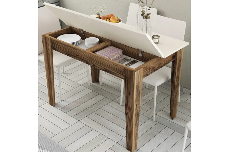 Levents Spisebord 110x72 cm Brun/Beige - Hanah Home - Møbler - Borde - Spisebord og køkkenbord