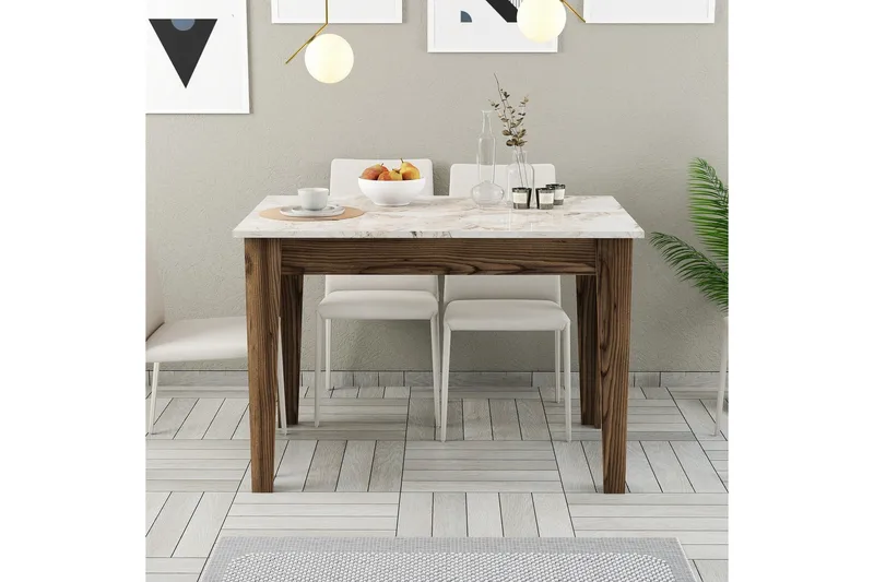 Levents Spisebord 110x72 cm Brun/Hvid - Hanah Home - Møbler - Borde - Spisebord og køkkenbord