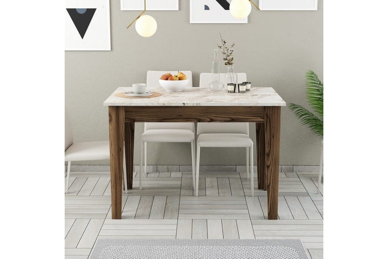 Levents Spisebord 110x72 cm Brun/Hvid - Hanah Home - Møbler - Borde - Spisebord og køkkenbord