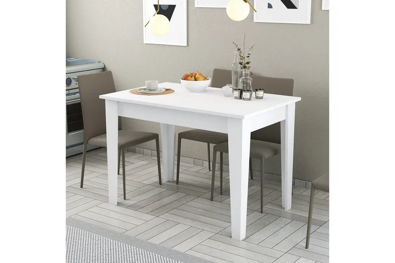 Levents Spisebord 110x72 cm Hvid - Hanah Home - Møbler - Borde - Spisebord og køkkenbord