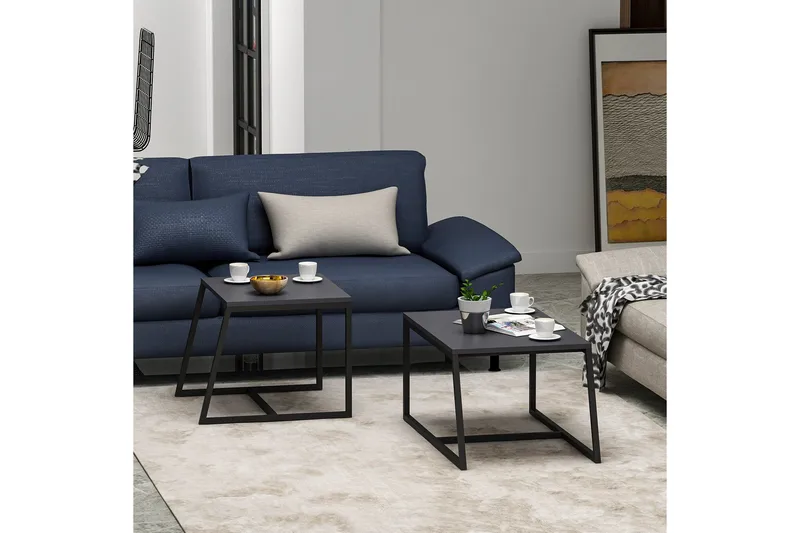 Minimal Sofabord 75x50 cm Sort - Hanah Home - Møbler - Borde - Sofabord