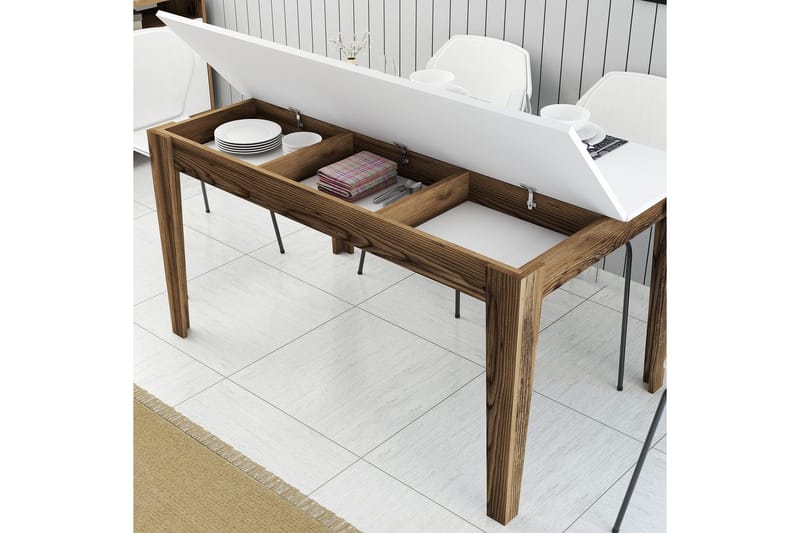 Lissione Spisebord 145x88 cm Brun/Hvid - Hanah Home - Møbler - Borde - Spisebord og køkkenbord