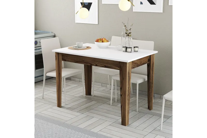 Levents Spisebord 110x72 cm Brun/Hvid - Hanah Home - Møbler - Borde - Spisebord og køkkenbord