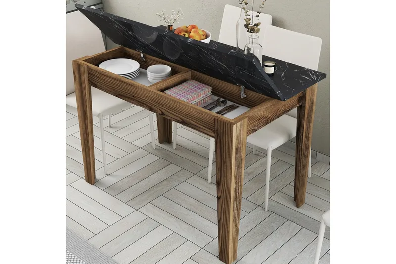 Levents Spisebord 110x72 cm Brun/Sort - Hanah Home - Møbler - Borde - Spisebord og køkkenbord