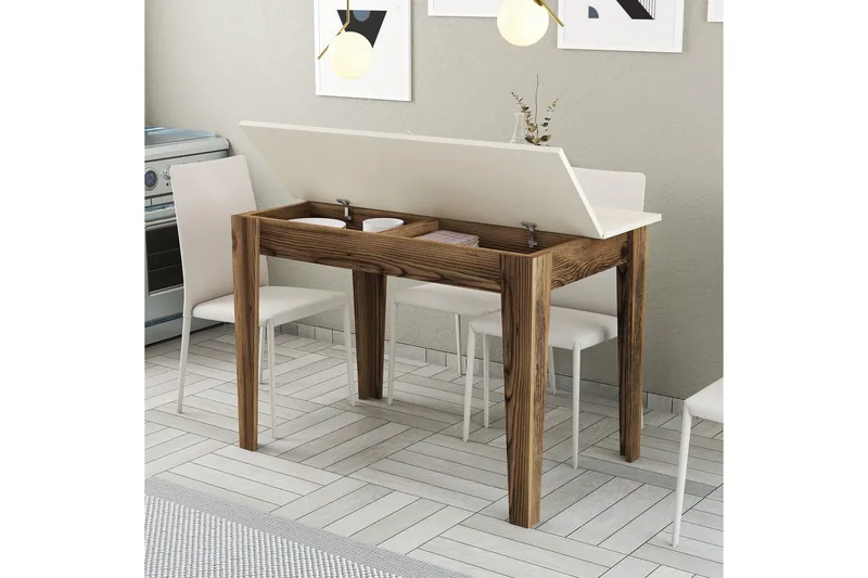 Levents Spisebord 110x72 cm Brun/Beige - Hanah Home - Møbler - Borde - Spisebord og køkkenbord
