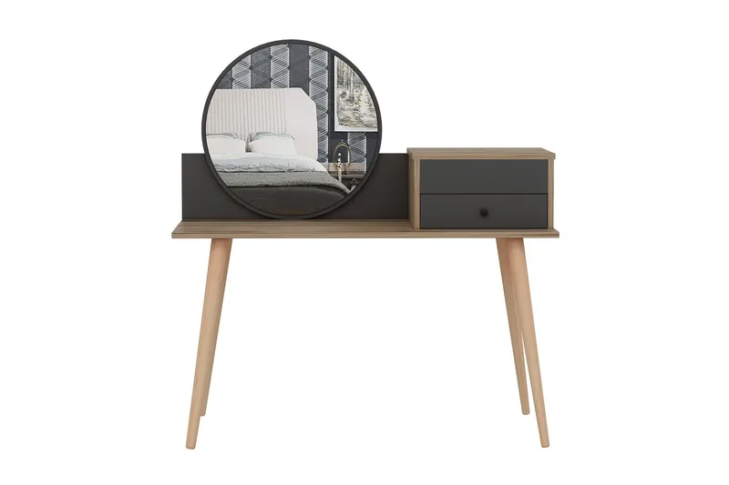 Straat Sminkebord 120x96 cm Sort/Brun, Hanah Home