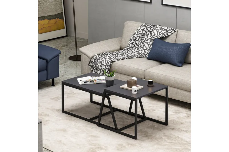 Minimal Sofabord 75x50 cm Sort - Hanah Home - Møbler - Borde - Sofabord