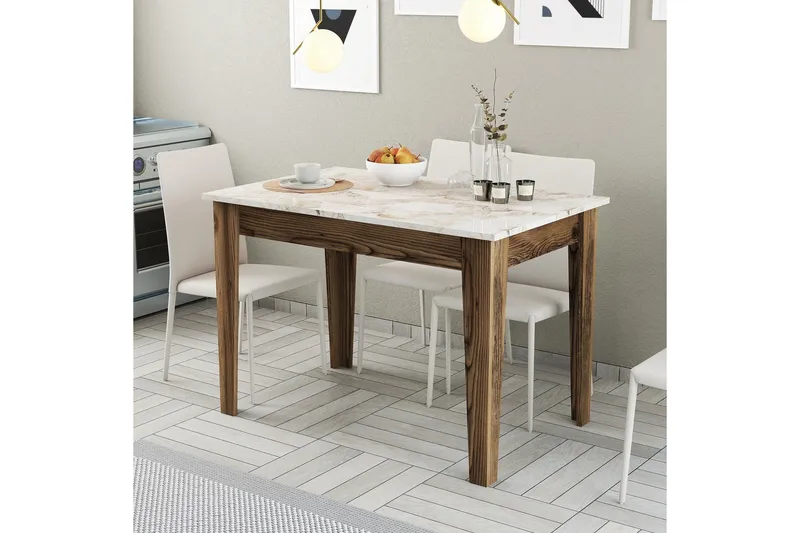 Levents Spisebord 110x72 cm Brun/Hvid - Hanah Home - Møbler - Borde - Spisebord og køkkenbord