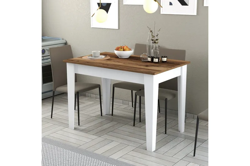 Levents Spisebord 110x72 cm Brun/Hvid - Hanah Home - Møbler - Borde - Spisebord og køkkenbord