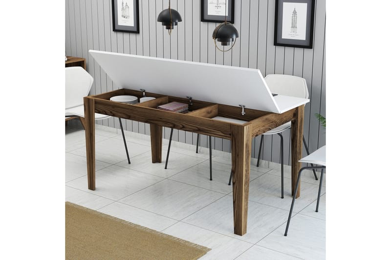 Lissione Spisebord 145x88 cm Brun/Hvid - Hanah Home - Møbler - Borde - Spisebord og køkkenbord