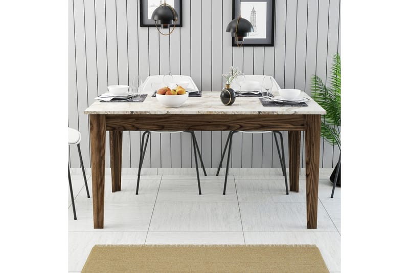 Lissione Spisebord 145x88 cm Brun/Hvid - Hanah Home - Møbler - Borde - Spisebord og køkkenbord