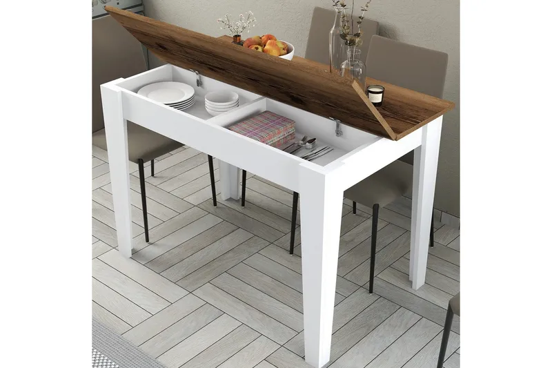 Levents Spisebord 110x72 cm Brun/Hvid - Hanah Home - Møbler - Borde - Spisebord og køkkenbord