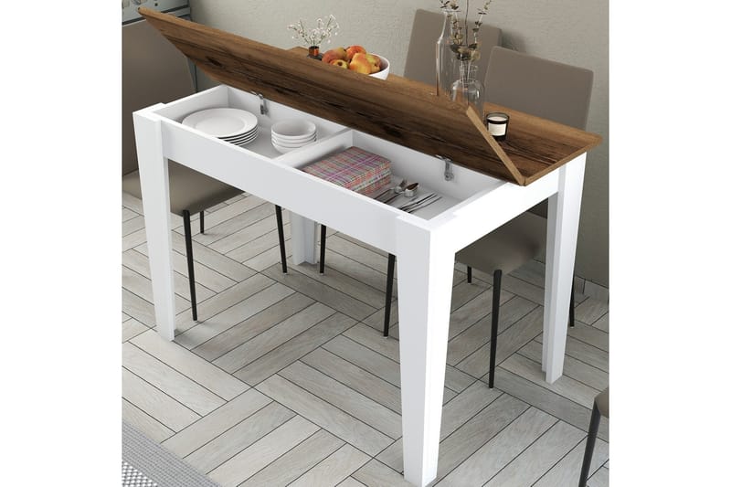 Levents Spisebord 110x72 cm Brun/Hvid - Hanah Home - Møbler - Borde - Spisebord og køkkenbord