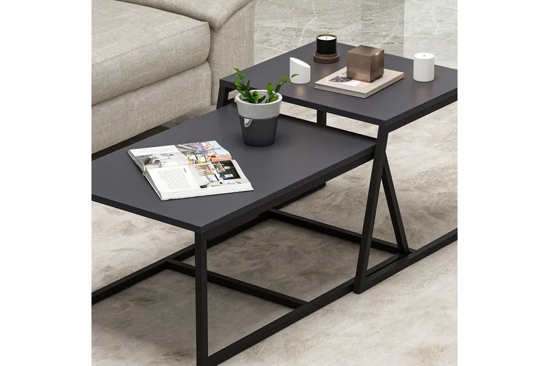 Minimal Sofabord 75x50 cm Sort - Hanah Home - Møbler - Borde - Sofabord