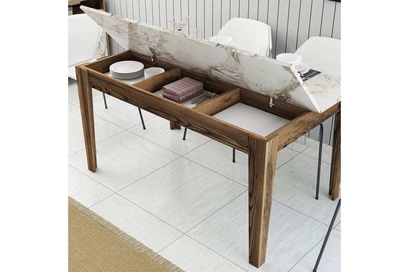 Lissione Spisebord 145x88 cm Brun/Hvid - Hanah Home - Møbler - Borde - Spisebord og køkkenbord