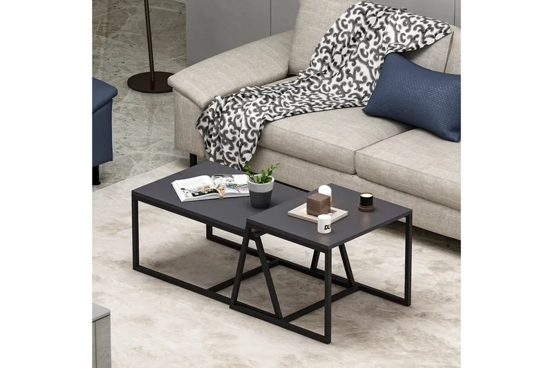 Minimal Sofabord 75x50 cm Sort - Hanah Home - Møbler - Borde - Sofabord