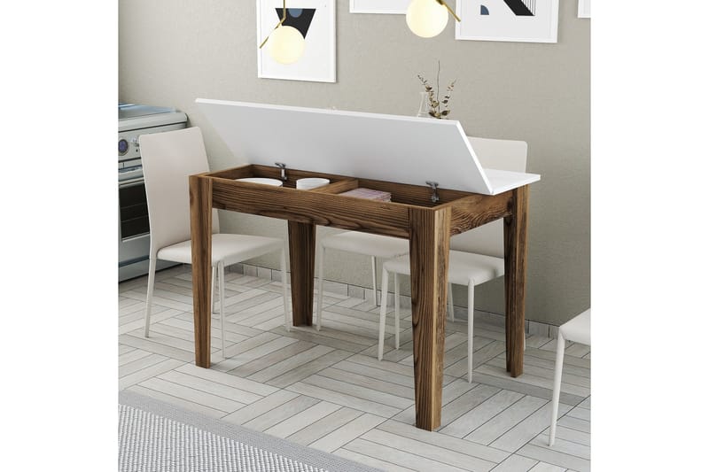Levents Spisebord 110x72 cm Brun/Hvid - Hanah Home - Møbler - Borde - Spisebord og køkkenbord