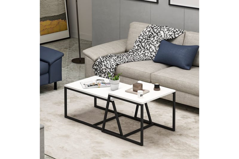 Minimal Sofabord 75x50 cm Hvid - Hanah Home - Møbler - Borde - Sofabord