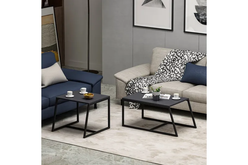 Minimal Sofabord 75x50 cm Sort - Hanah Home - Møbler - Borde - Sofabord