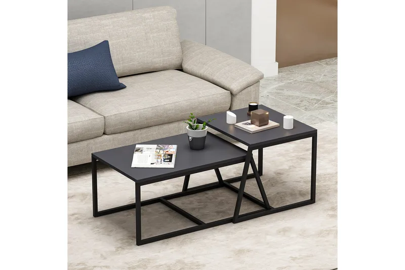 Minimal Sofabord 75x50 cm Sort - Hanah Home - Møbler - Borde - Sofabord