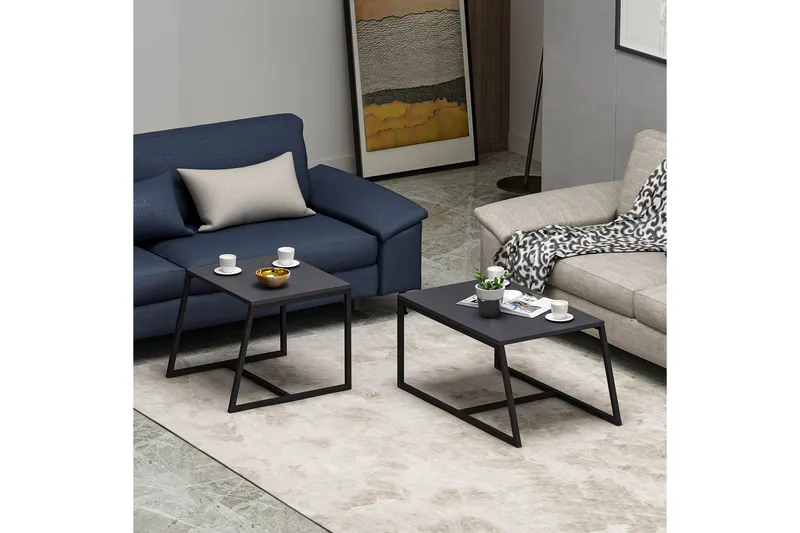 Minimal Sofabord 75x50 cm Sort - Hanah Home - Møbler - Borde - Sofabord