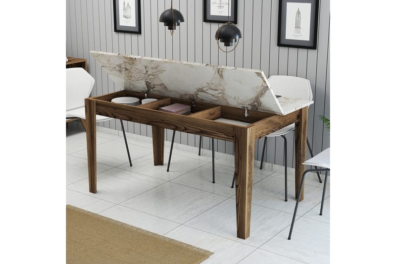 Lissione Spisebord 145x88 cm Brun/Hvid - Hanah Home - Møbler - Borde - Spisebord og køkkenbord