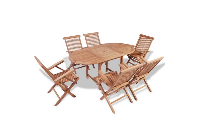 2. sortering udendørs spisebordssæt massivt teaktræ - Brun - Spisebordssæt