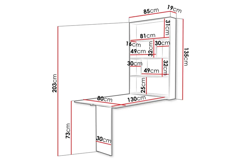 Abi Matbord Vägghängt 130 cm Rektangulær - Beige - Møbler - Borde - Spisebord og køkkenbord