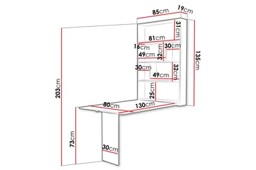 Abi Matbord Vägghängt 130 cm Rektangulær - Beige - Møbler - Borde - Spisebord og køkkenbord