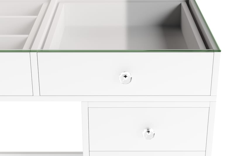 Addison Sminkebord Glas 120 cm - Hvid - Møbler - Borde - Sminkebord & konsolbord