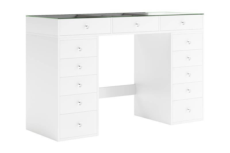 Addison Sminkebord Glas 120 cm - Hvid - Møbler - Borde - Sminkebord & konsolbord