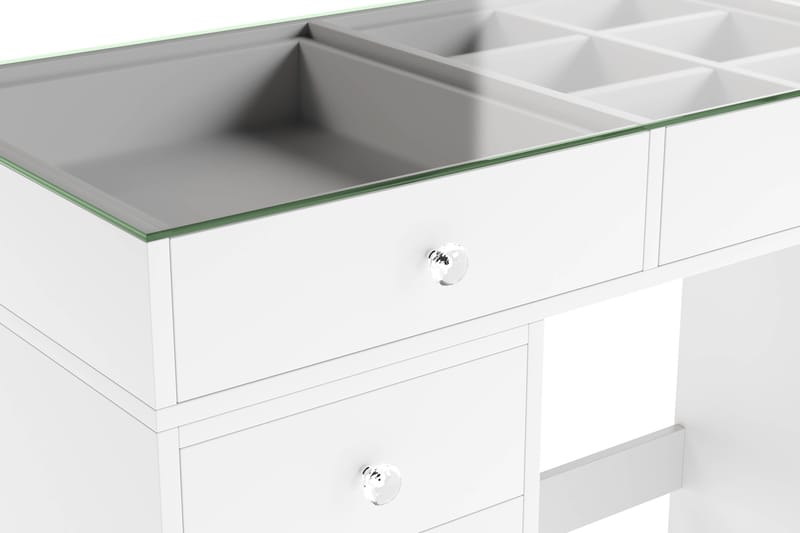 Addison Sminkebord Glas 120 cm - Hvid - Møbler - Borde - Sminkebord & konsolbord