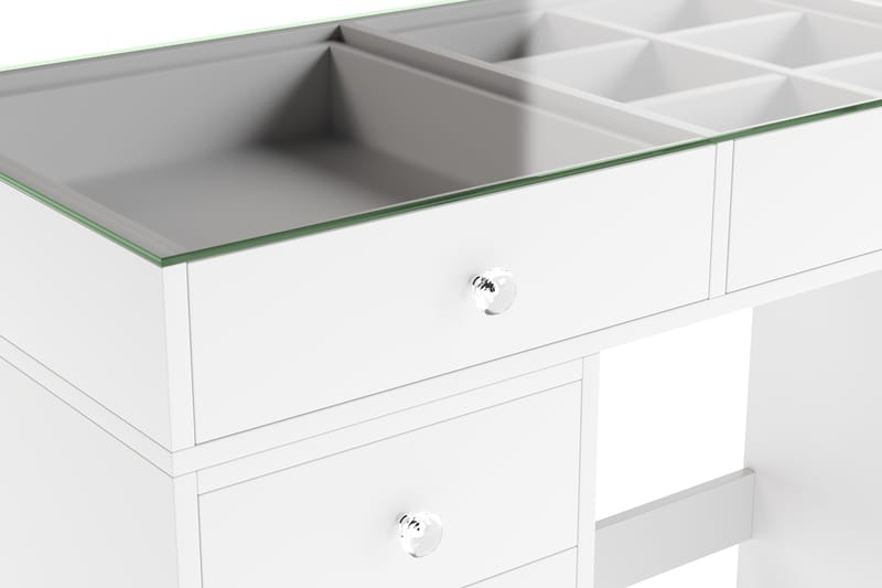 Addison Sminkebord Glas 120 cm - Hvid - Møbler - Borde - Sminkebord & konsolbord