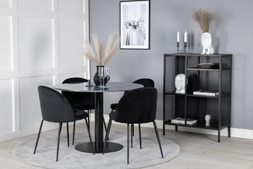 Admira Rundt Spisebord 106 cm i Marmor med 4 Wrinkles Spisebordsstole - Møbler - Borde - Spisebordssæt