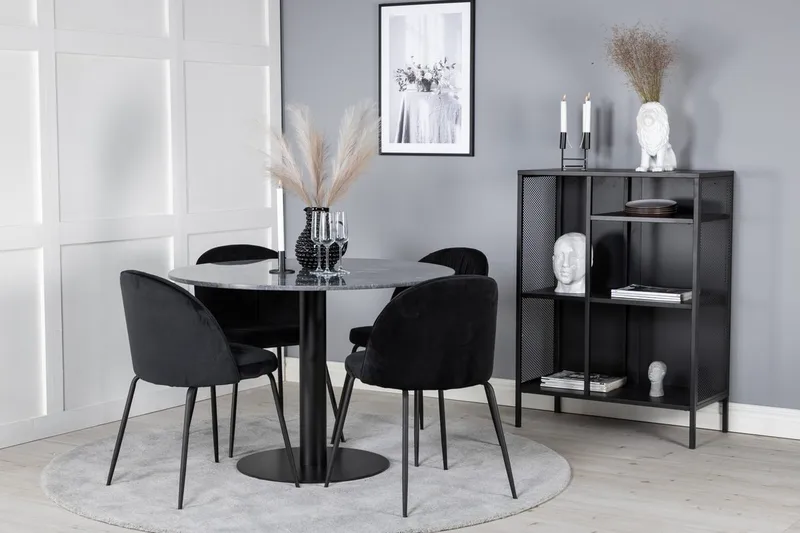 Admira Rundt Spisebord 106 cm i Marmor med 4 Wrinkles Spisebordsstole