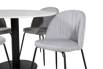 Admira rundt spisebordssæt 106 cm i marmor inkl. 4 Foyos stole - Hvid/Sort/Grå - Møbler - Borde - Spisebordssæt