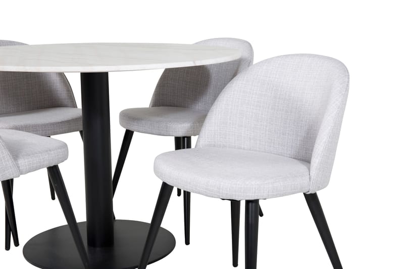 Admira rundt spisebordssæt 106 cm i marmor inkl. 4 Sedavi stole - Hvid/Sort/Grå - Møbler - Borde - Spisebordssæt