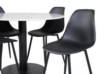 Admira rundt spisebordssæt 106 cm inkl. 4 Ypas stole - Marmor/Hvid/Sort - Møbler - Borde - Spisebordssæt