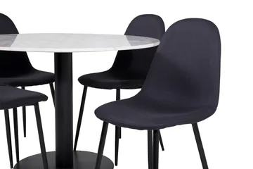 Admira rundt spisebordssæt 106 cm inkl. 4 Ypas stole - Marmor/Hvid/Sort - Møbler - Borde - Spisebordssæt