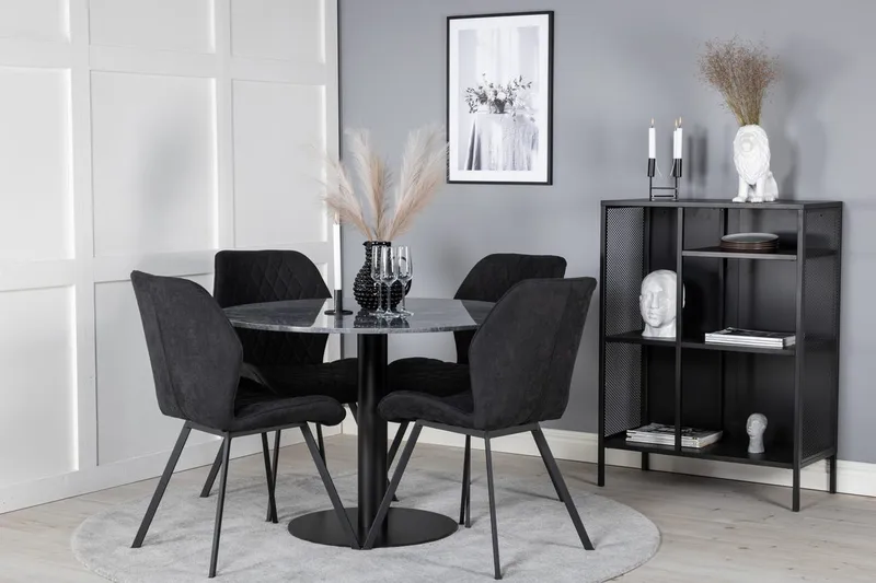 Admira spisebord 106 cm rundt i marmor med 4 Gemma spisebordsstole